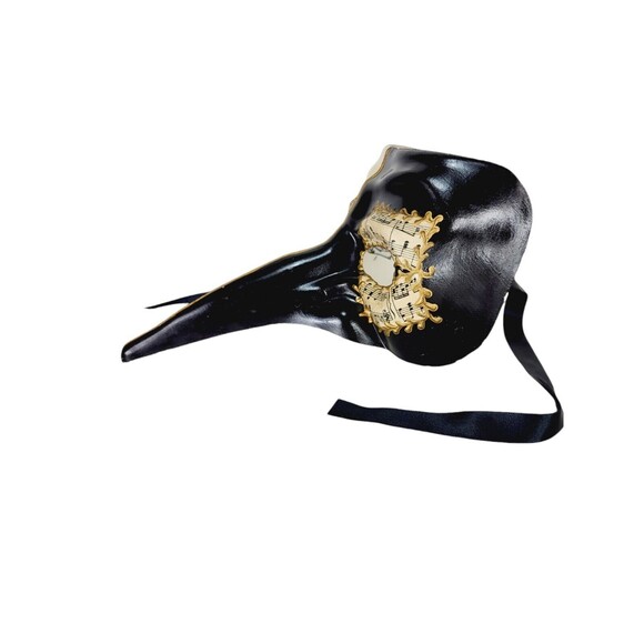 Vintage Long Nose 24kt Gold Sheet Music Venezia Italy Masquerade Face Mask - Picture 8 of 11